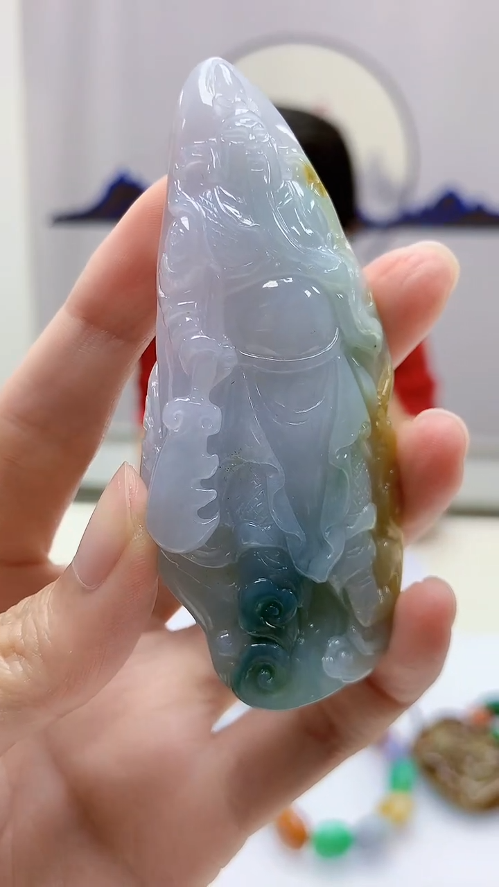 定制翡翠未镶嵌4902zm-毛货挂件关公194