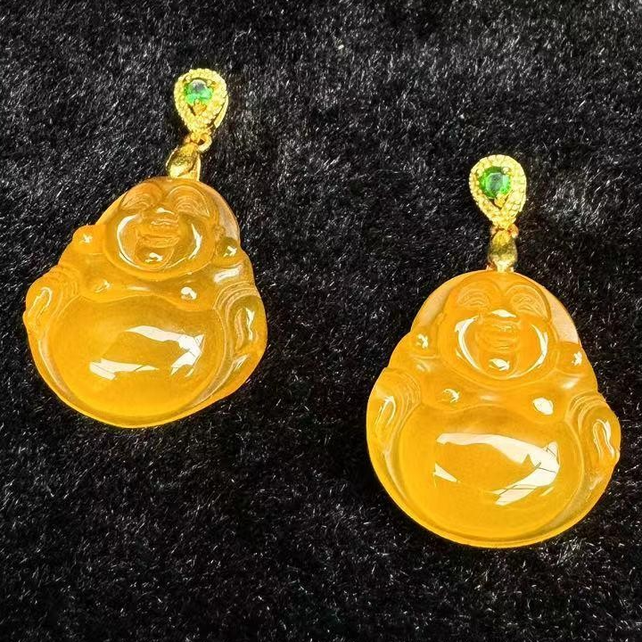 ST7125【RHZ】一品田黄玛瑙佛公吊坠-配链子-送礼佳品