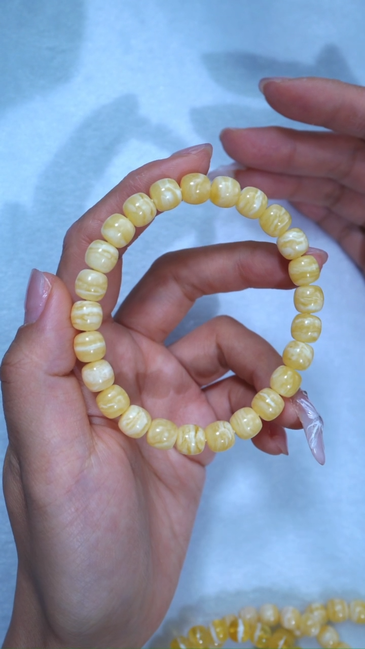 【闪购商品】蜜蜡手链未镶嵌毕业级8.5mm浓蜡虎皮纹千层雪
