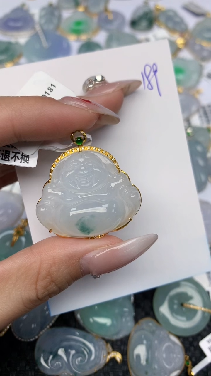 【闪购商品】翡翠颈饰18K金镶嵌天然翡翠A货