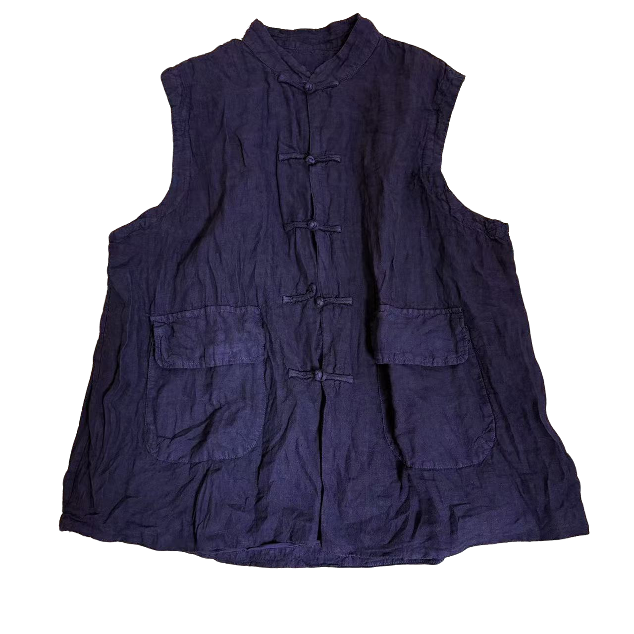 那年老钱风百搭款双层亚麻马夹新中式马甲中式风（长73胸围136）