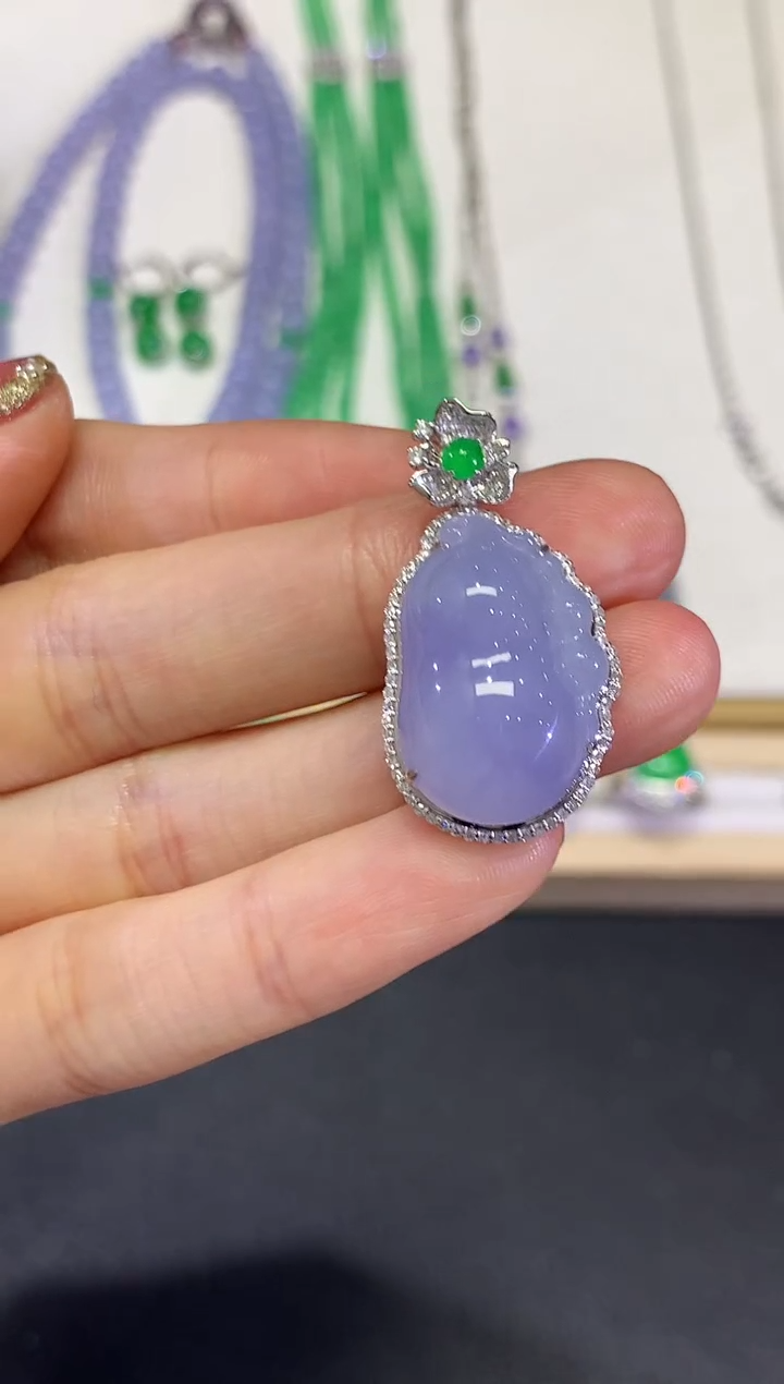 【闪购商品】翡翠颈饰18K金镶嵌团购48