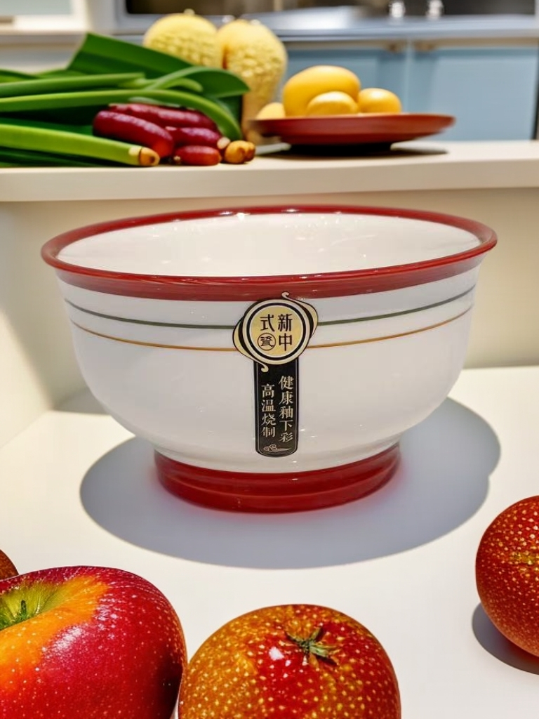 5.3英寸新款加厚釉下彩陶瓷饭碗菜碟乔迁喜餐具高颜值家用微波炉