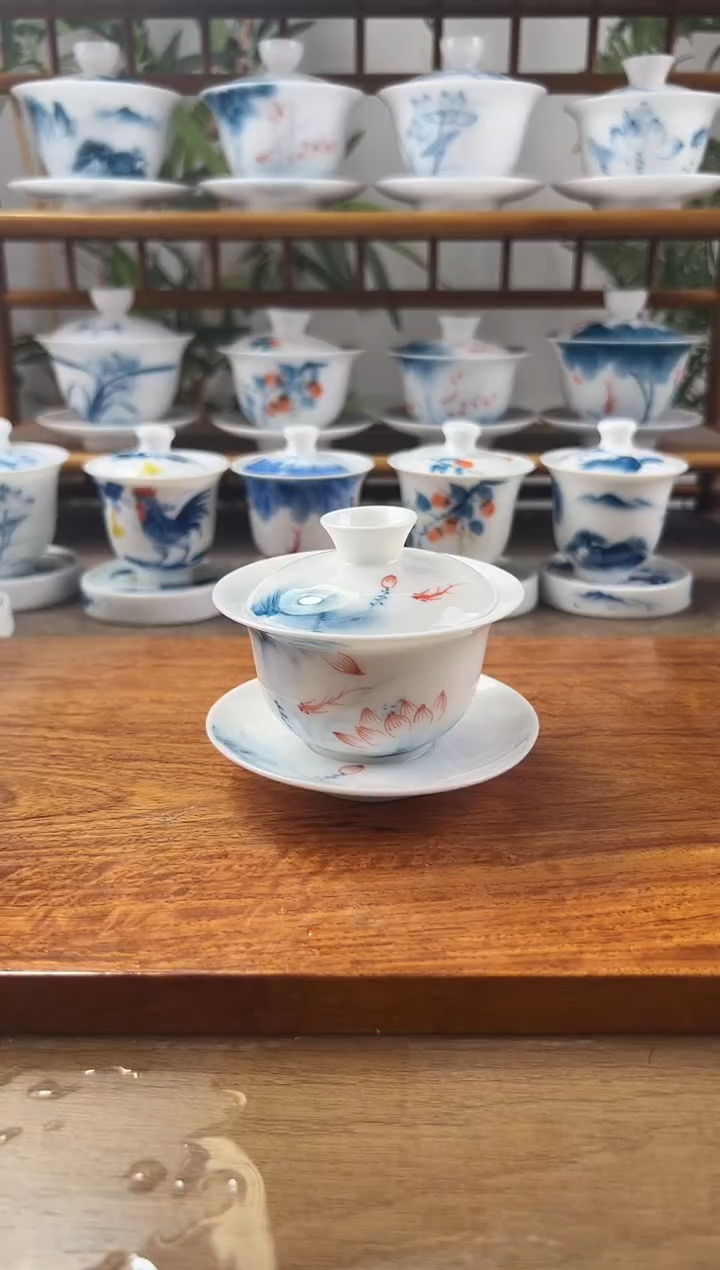 微瑕蓝莲130ml三才盖碗