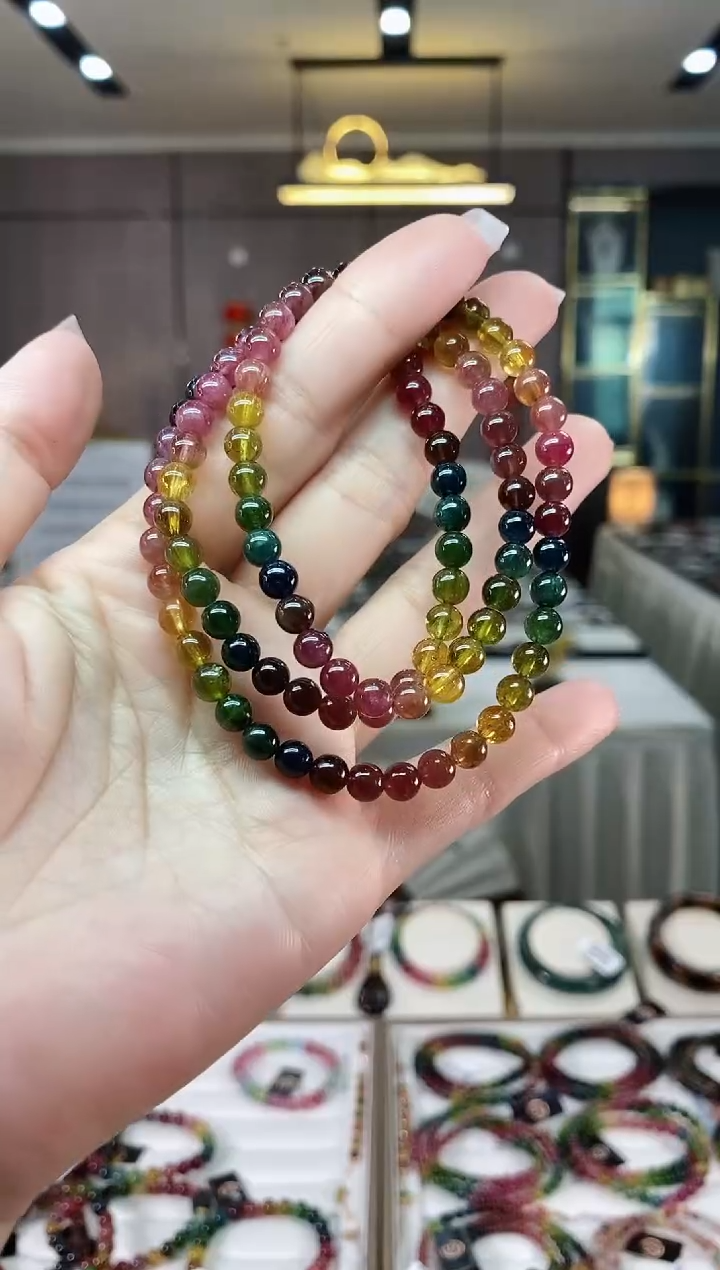 【闪购商品】碧玺三圈手串5mm+未镶嵌（多样性发一条）hon