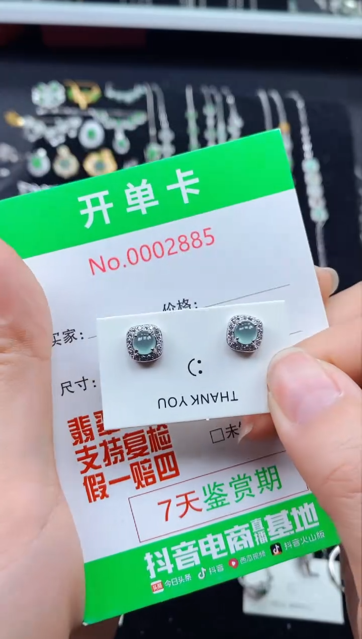 【闪购商品】翡翠耳饰银S925镶嵌2885