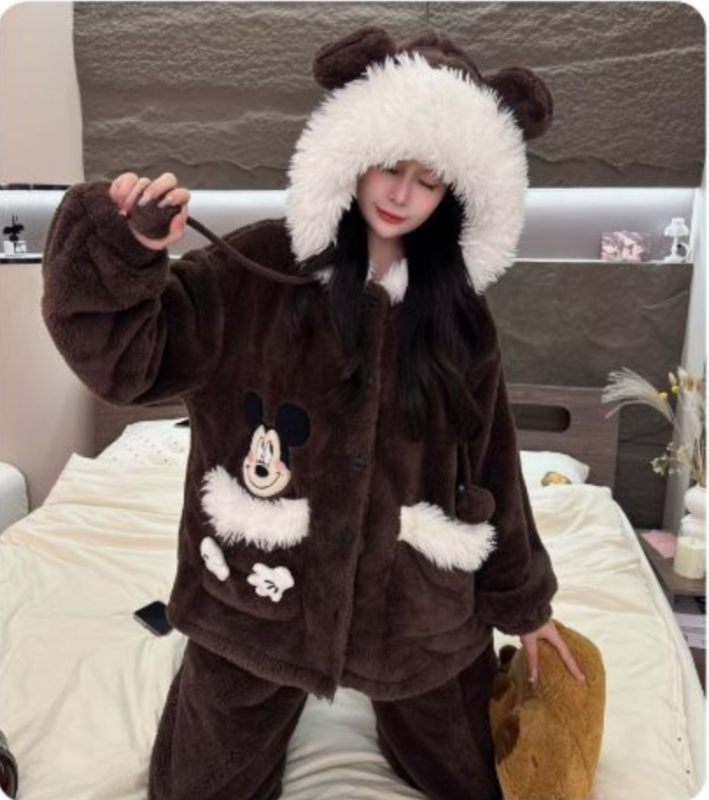 11号冬季雪花绒睡衣女爆款新款保暖家居服加绒加厚套装