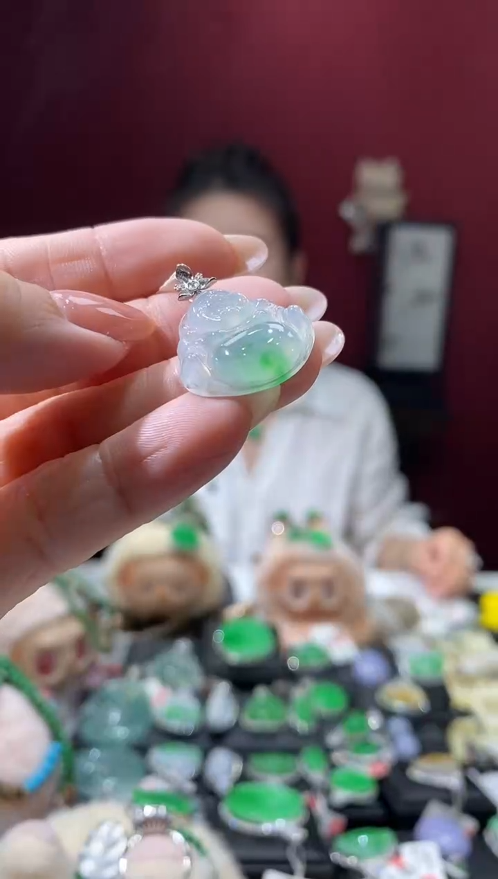 吊坠(不含链)18K金镶嵌翡翠佛公