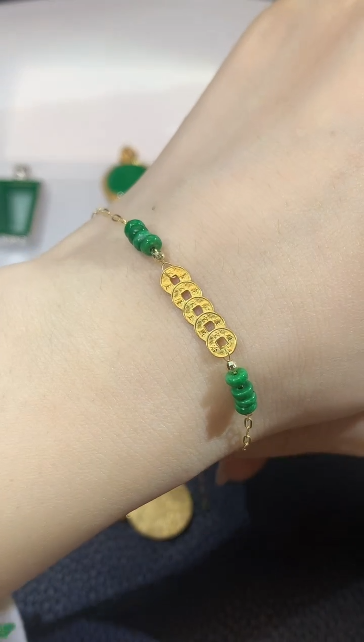 18K金镶嵌手链翡翠Z29   多样性发一件