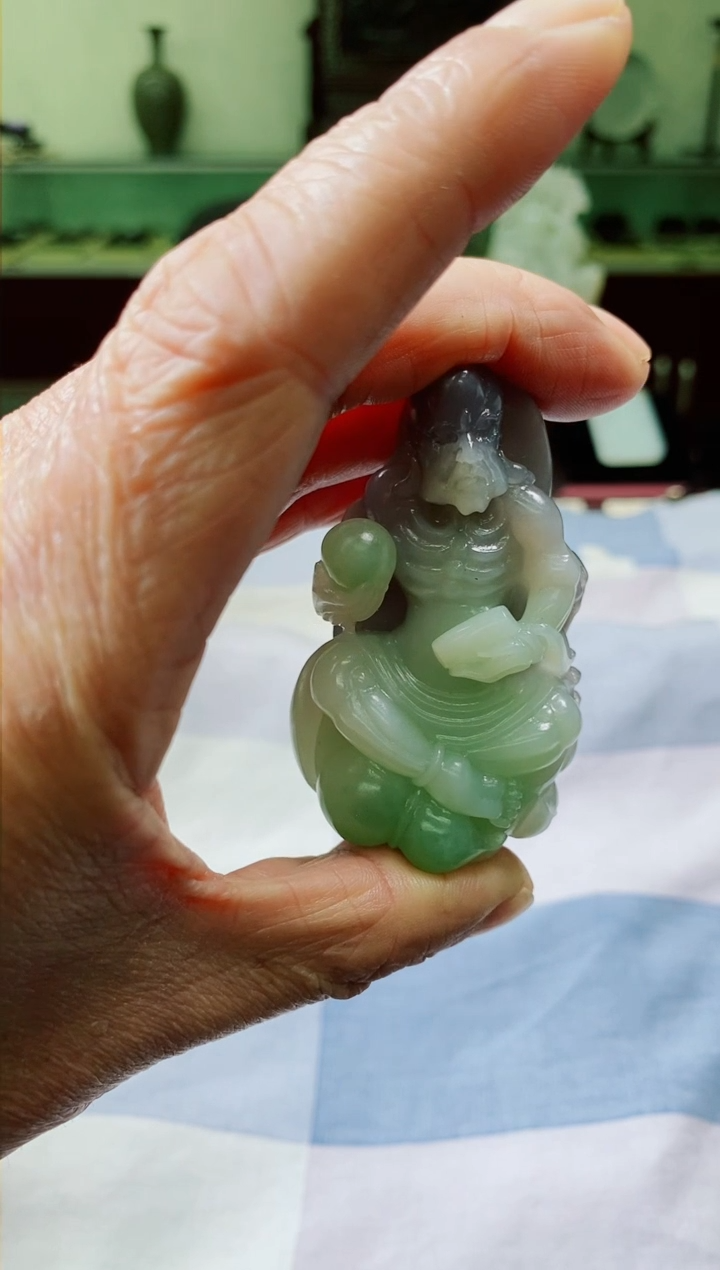 【闪购商品】和田玉（翠青玉）把件未镶嵌和田玉翠青罗汉把件