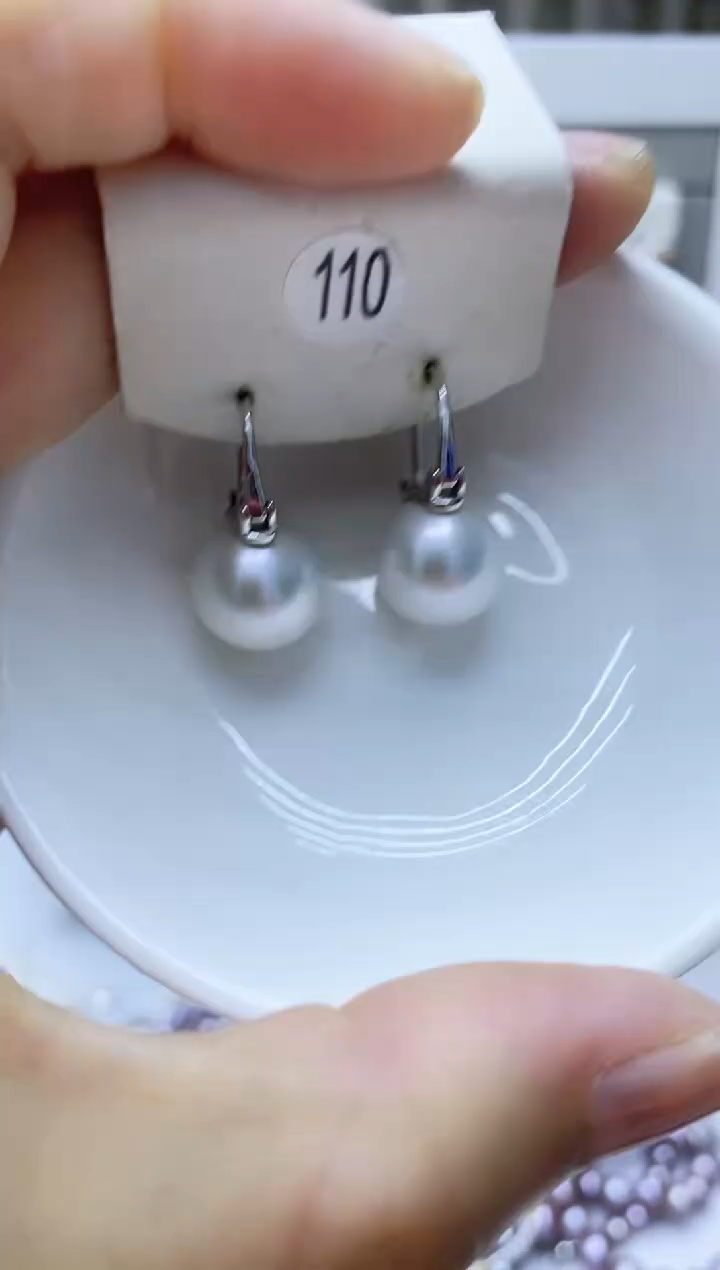 银S925镶嵌淡水珍珠耳饰110