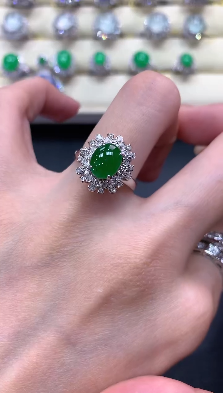 【闪购商品】翡翠戒指18K金镶嵌a253