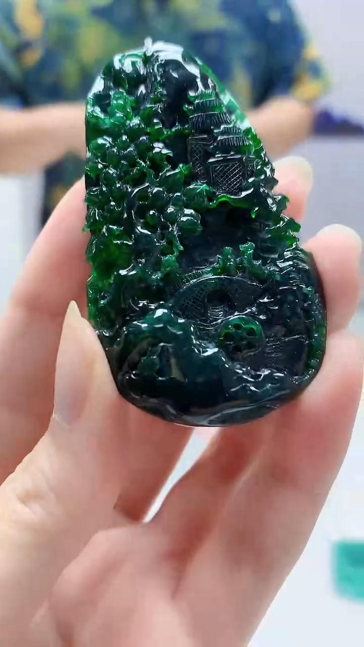 【闪购商品】定制翡翠未镶嵌4688zm-毛货赠珠链山水233