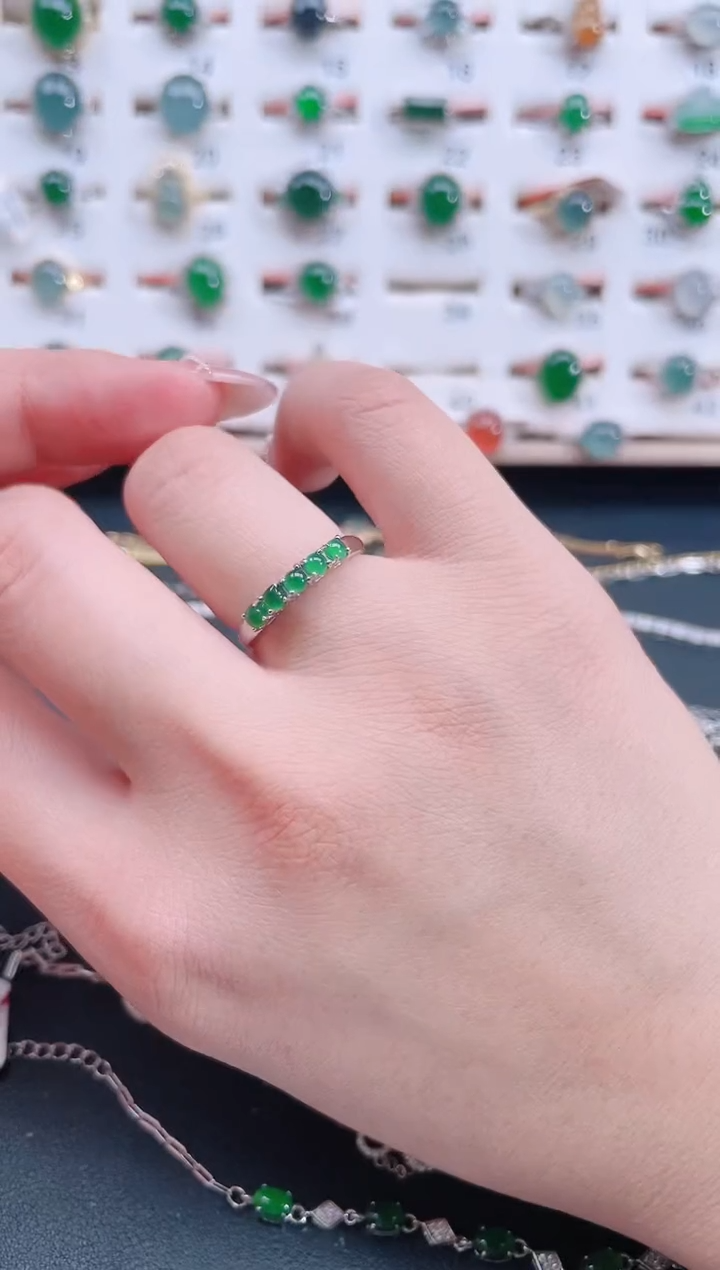 银S925镶嵌戒指翡翠天然翡翠