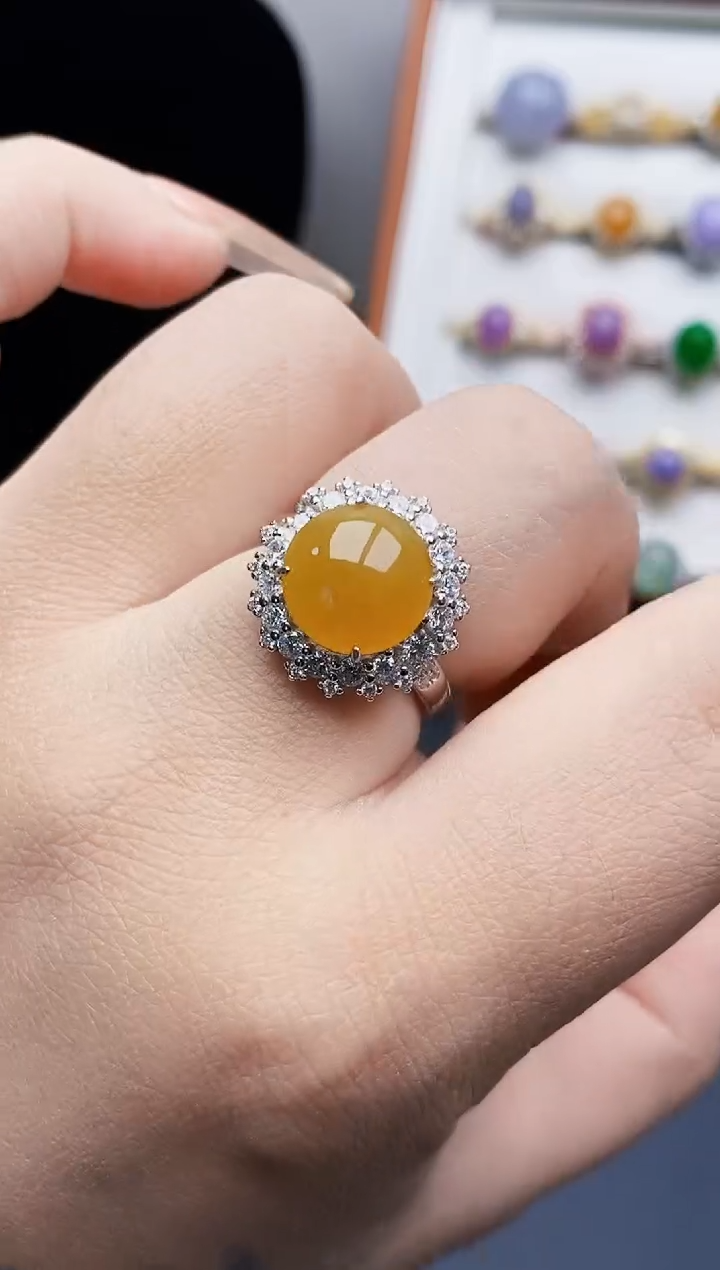 银S925镶嵌戒指翡翠0022