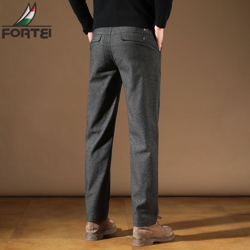 富铤/Fortel【古法美利奴羊毛雪尼尔】秋冬新款男士百搭弹力休闲裤