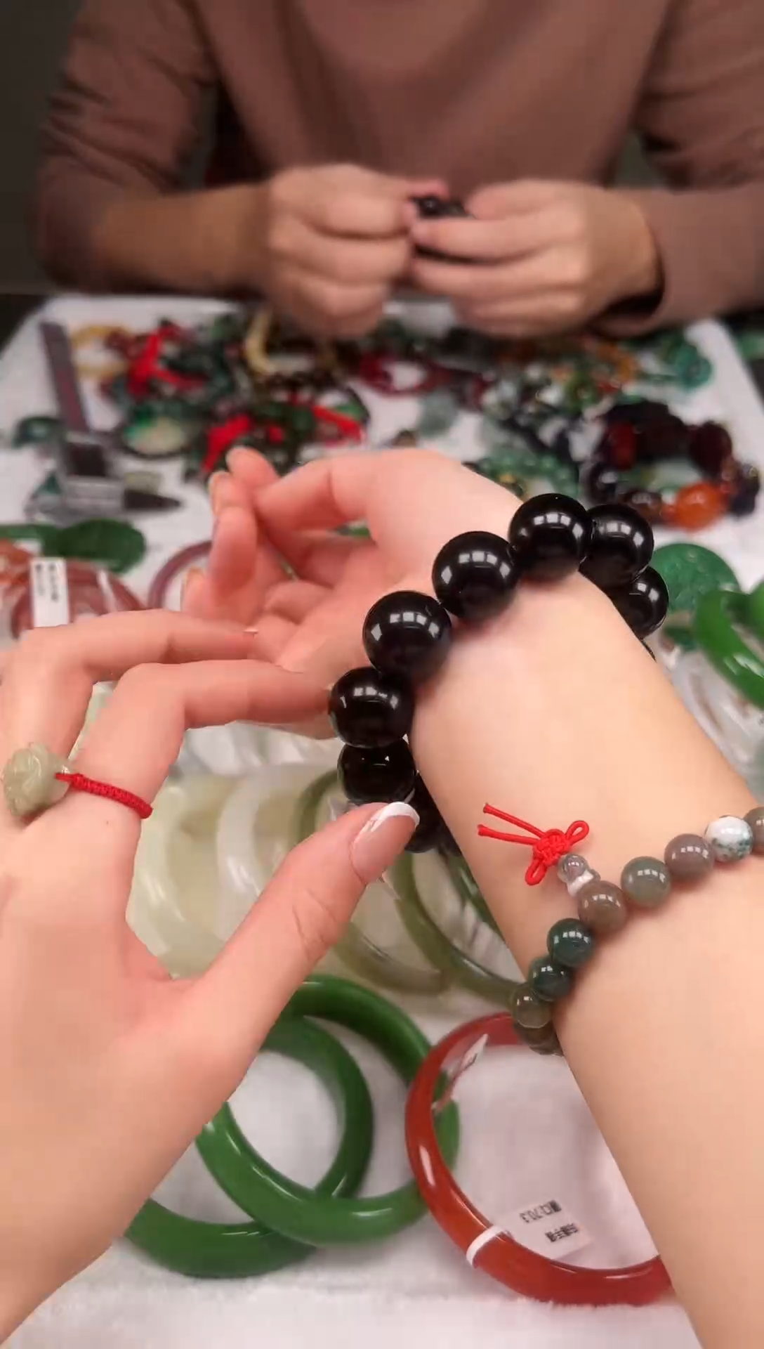 合金黑曜岩手链无礼盒