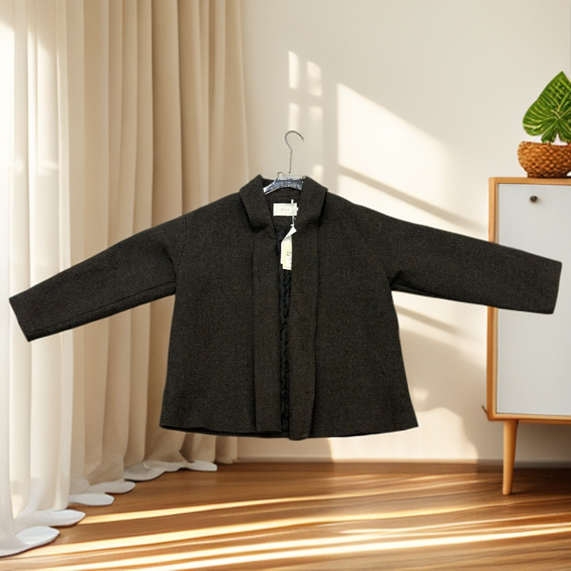 女街头风短款拼接极简风毛呢外套默认厚度落肩袖