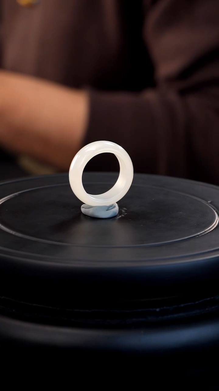 未镶嵌戒圈和田玉白玉加宽指环19.1mm