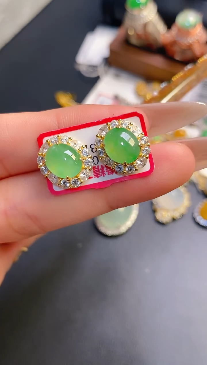 银S925镶嵌戒指翡翠天然