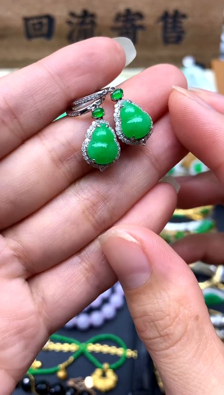【闪购商品】翡翠耳饰18K金镶嵌431-中国好珍宝
