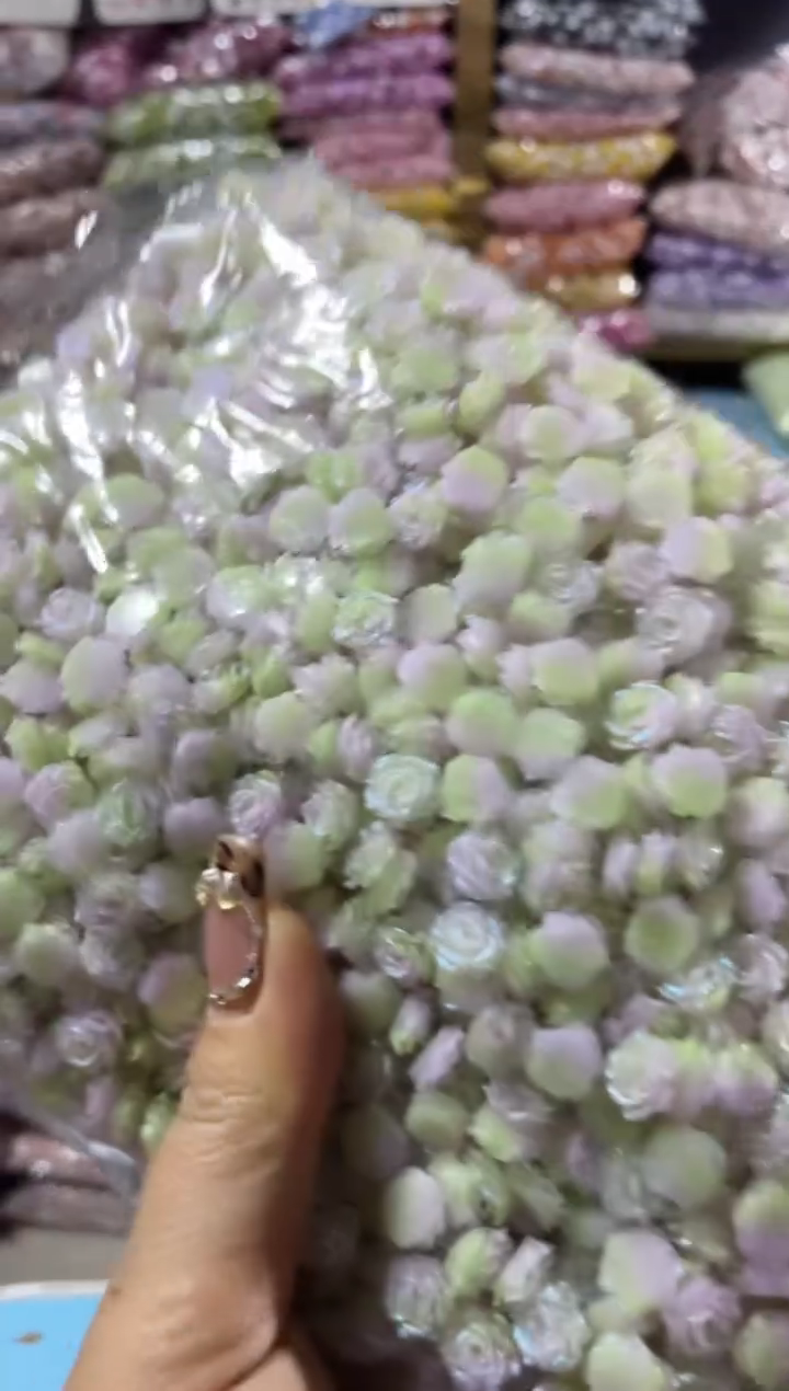 塑料2334-卡10软胶花-嫩绿紫100颗