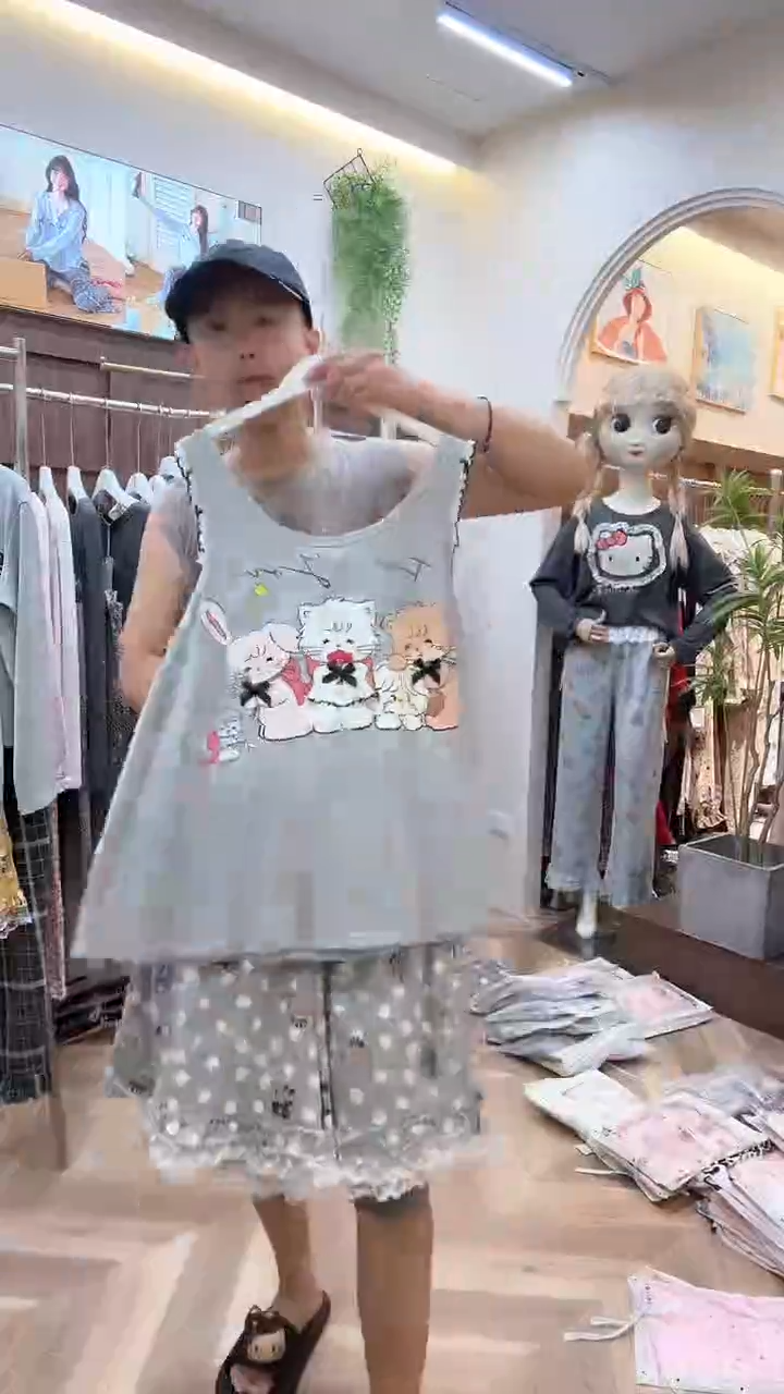 棉小熊吊带短裤XL号130-160斤以下
