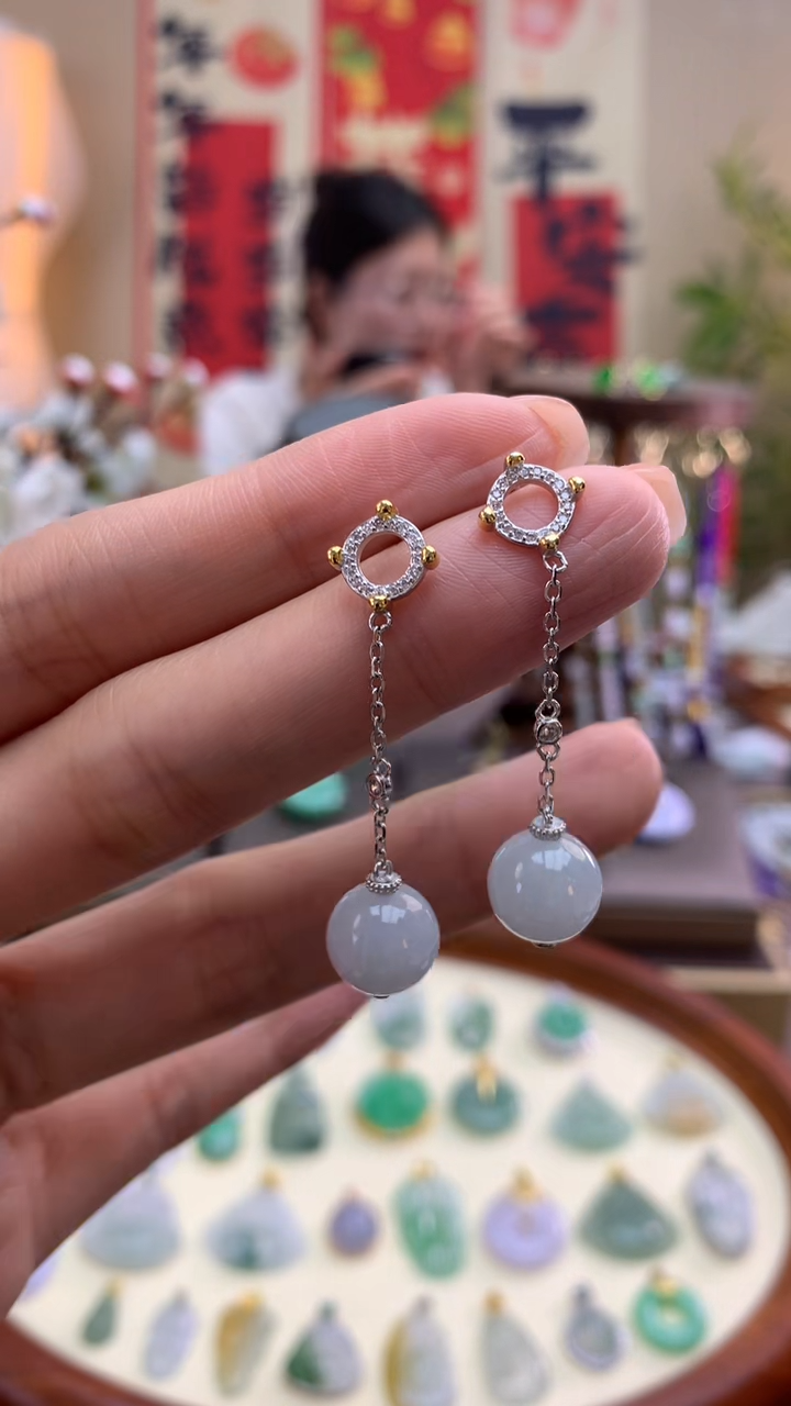 【闪购商品】翡翠颈饰银S925镶嵌耳饰