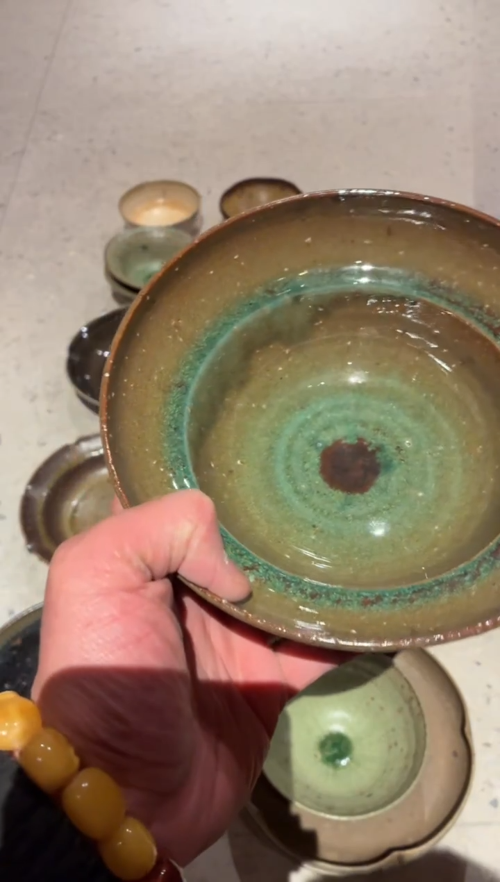 瓷片杨*501粗陶蓝心葫芦碗1个