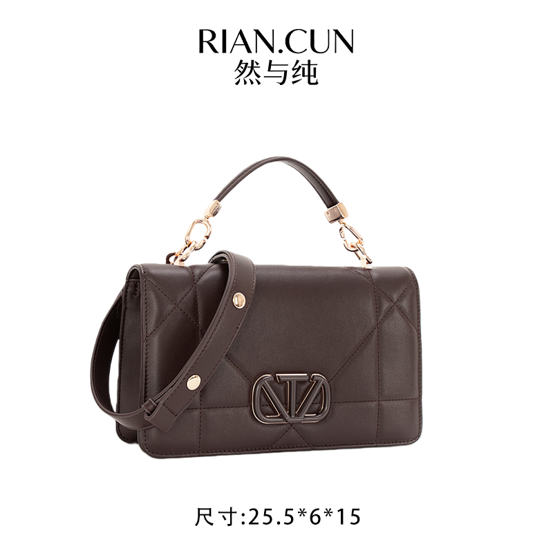 RAIN.CUN冬季2025新款轻奢设计单肩斜挎女包  ZT-95058-摩卡咖