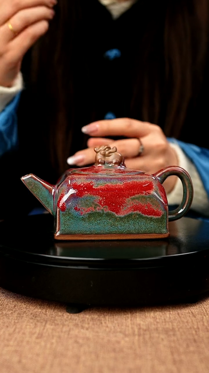 【闪购商品】559#省工一级品原矿钧瓷炉钧釉四方壶