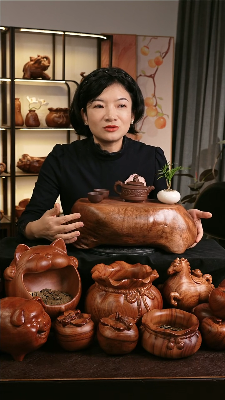 木随形带碳化小茶台尺寸：长43.5宽26高13.5cm