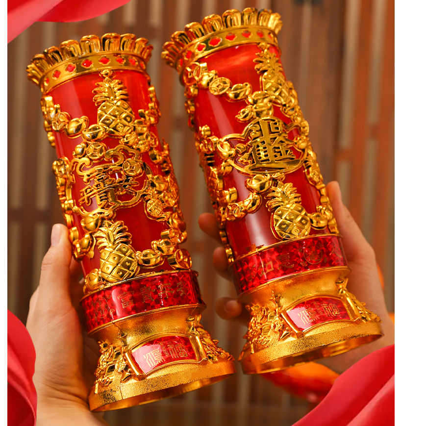 过年过节喜庆蜡烛家用无烟水晶蜡烛乔迁新居开业红色防风蜡烛