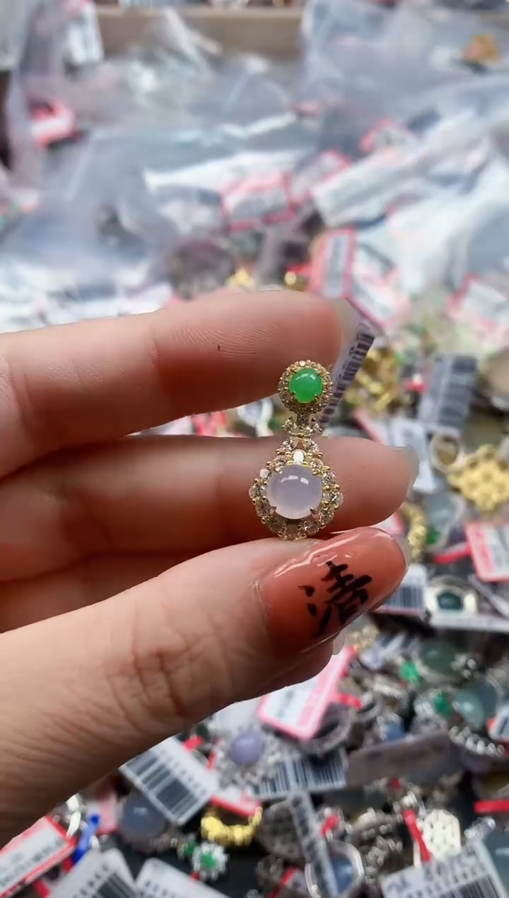 银S925镶嵌戒指翡翠天然A货缅甸翡翠