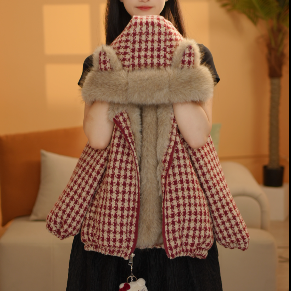 女童冬季2025新款韩版连帽加厚加绒外套DWT25266