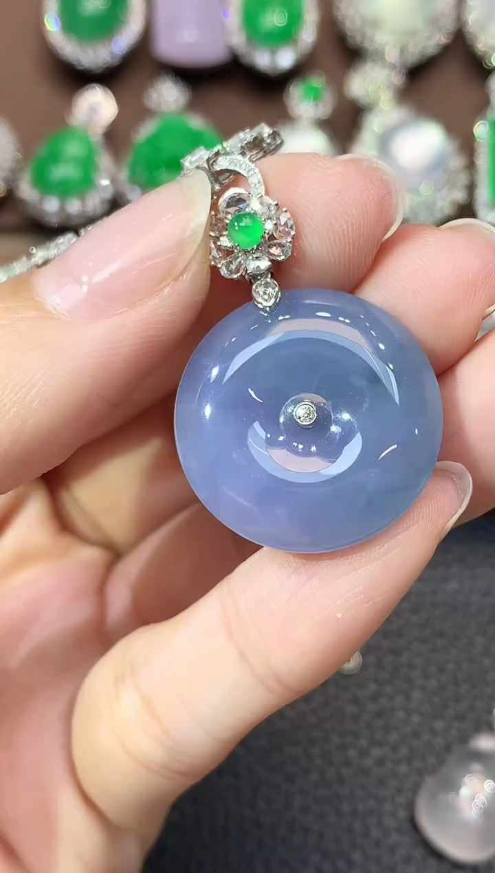 吊坠(不含链)18K金镶嵌翡翠D20 紫货有一定色差