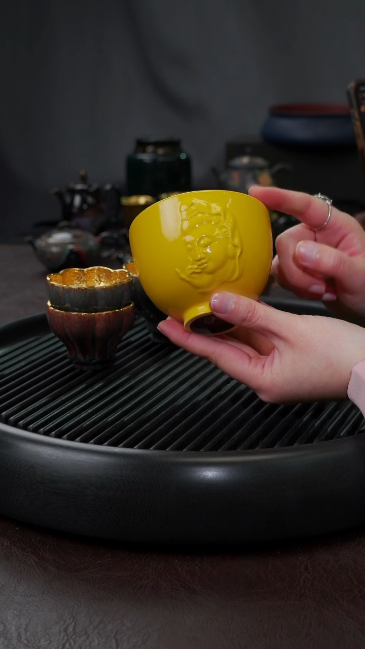 【闪购商品】杯【宜景窑帝王黄鎏金系列】佛脸