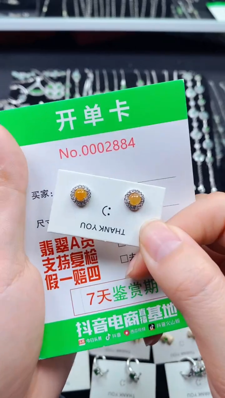 【闪购商品】翡翠耳饰银S925镶嵌2884