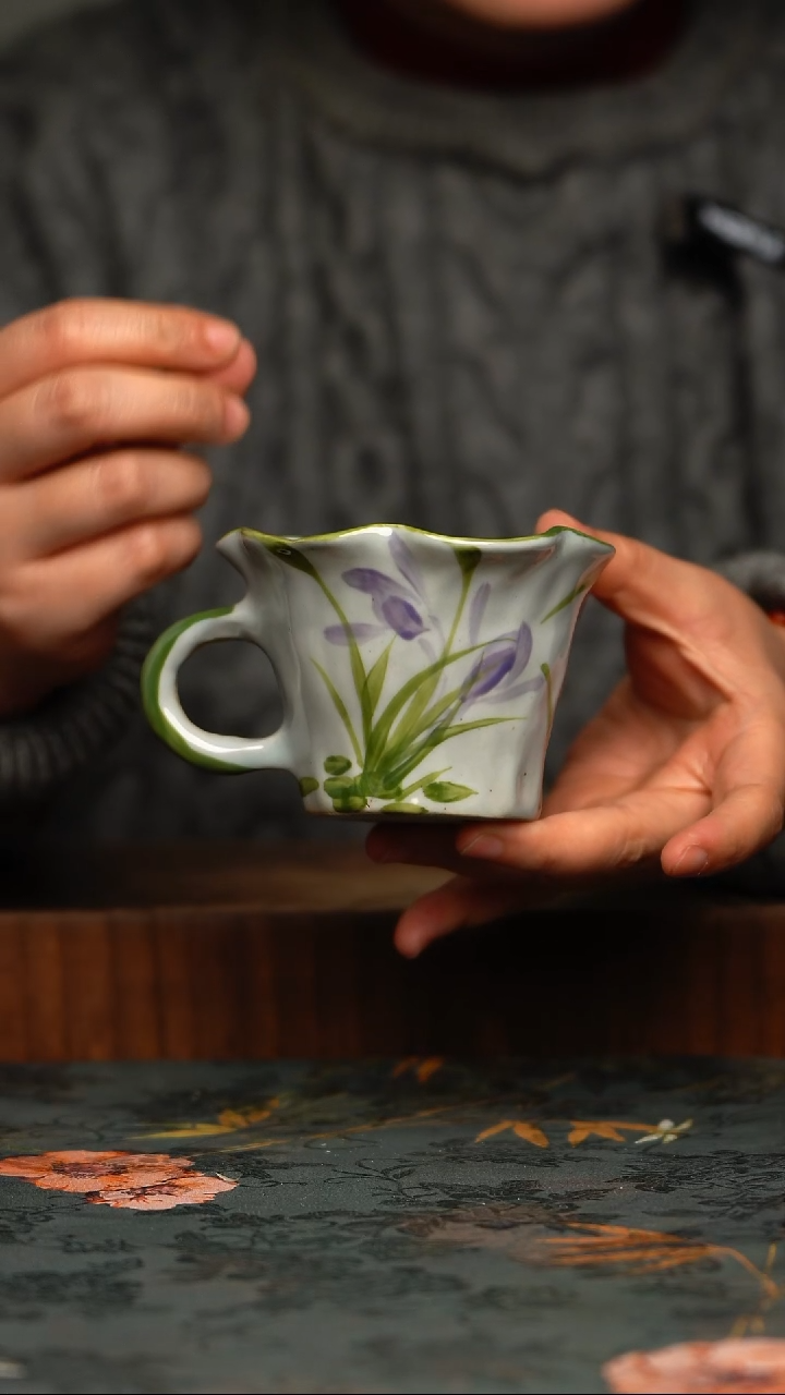 瓷片釉下彩手工手绘同款陶器