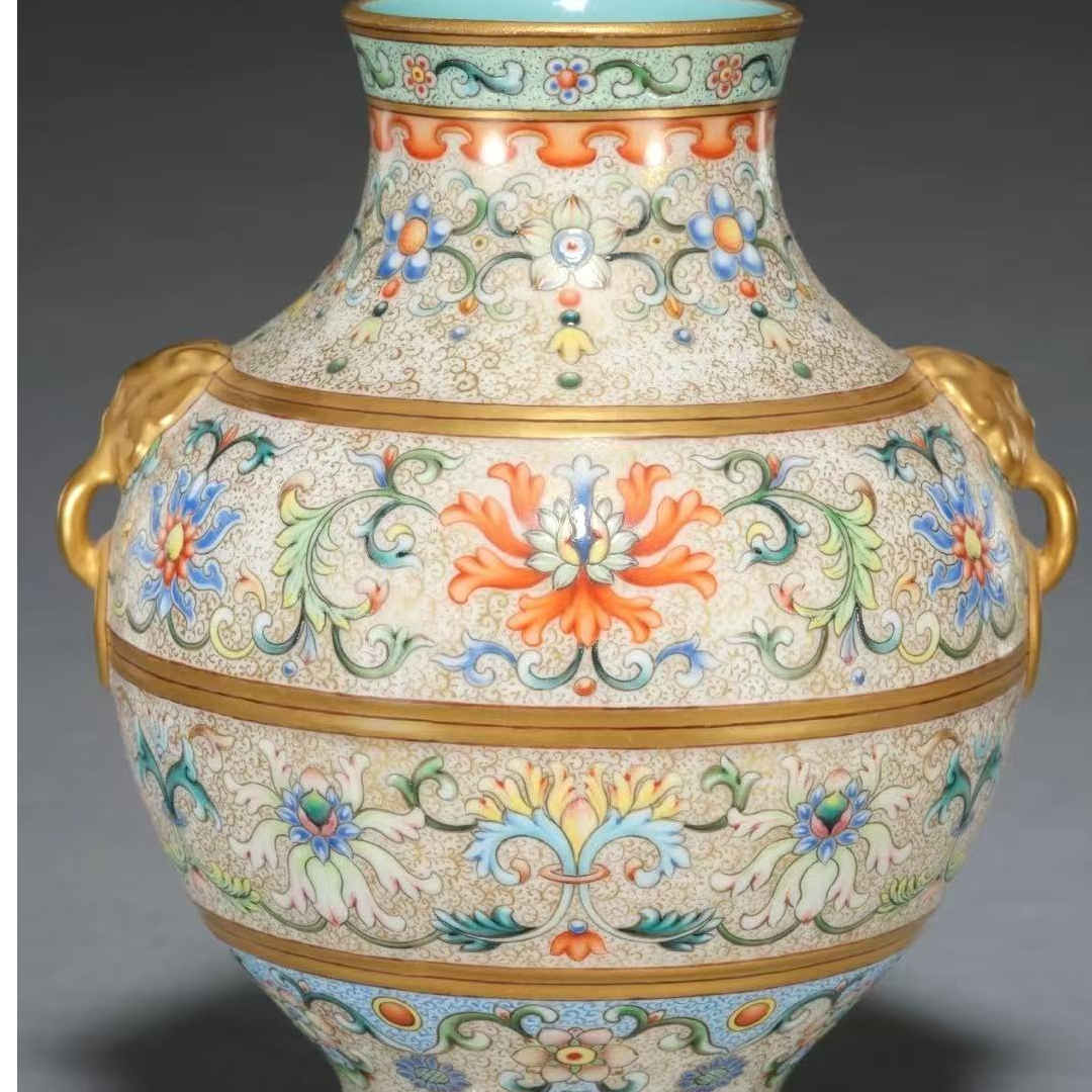 二号链接：陶瓷粉彩镂空花瓶客厅酒柜电视柜装饰品摆件