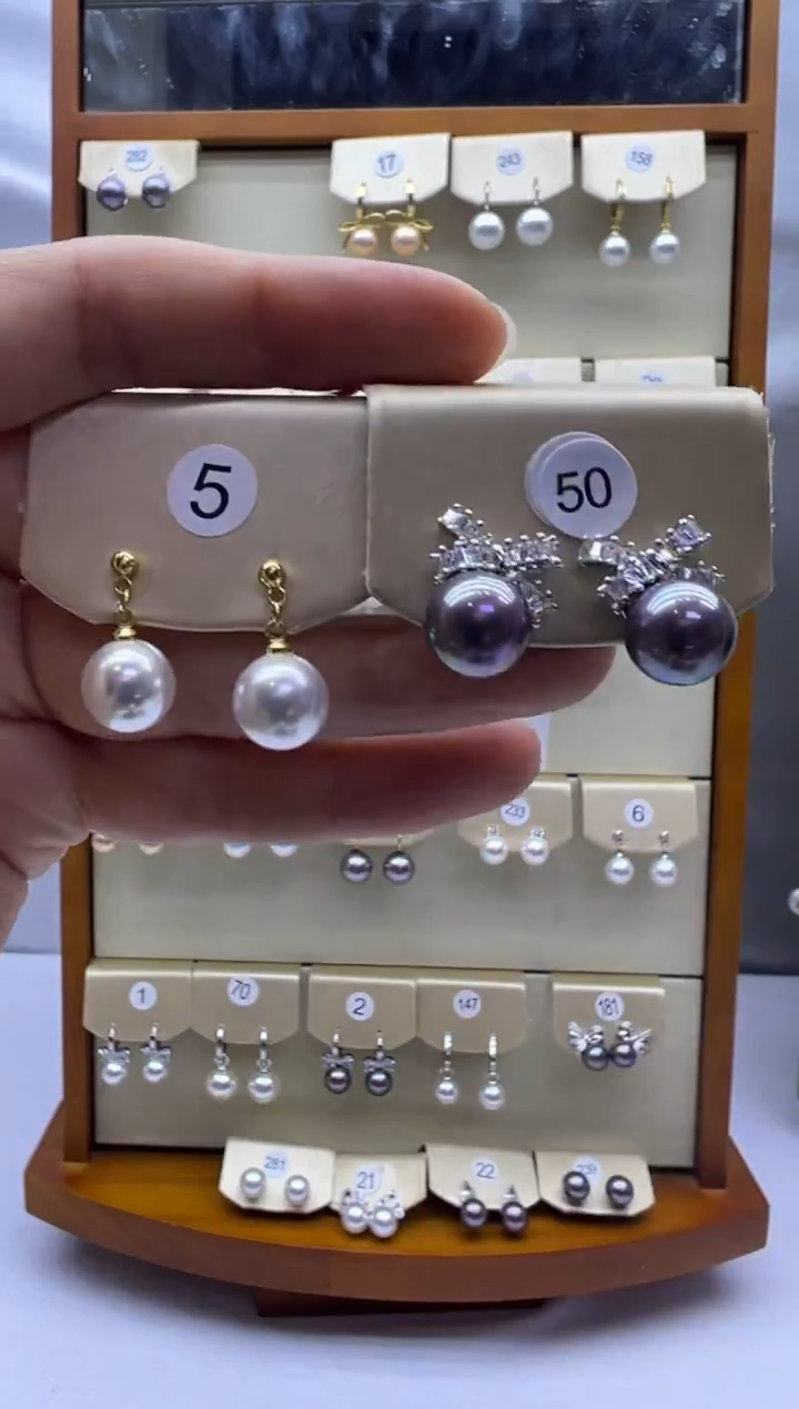 未镶嵌耳饰淡水珍珠5+50