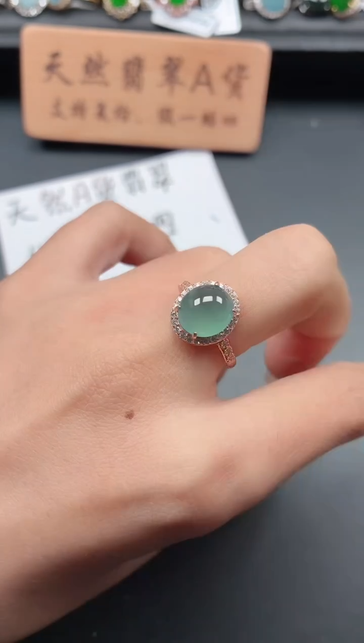 银S925镶嵌戒指翡翠1