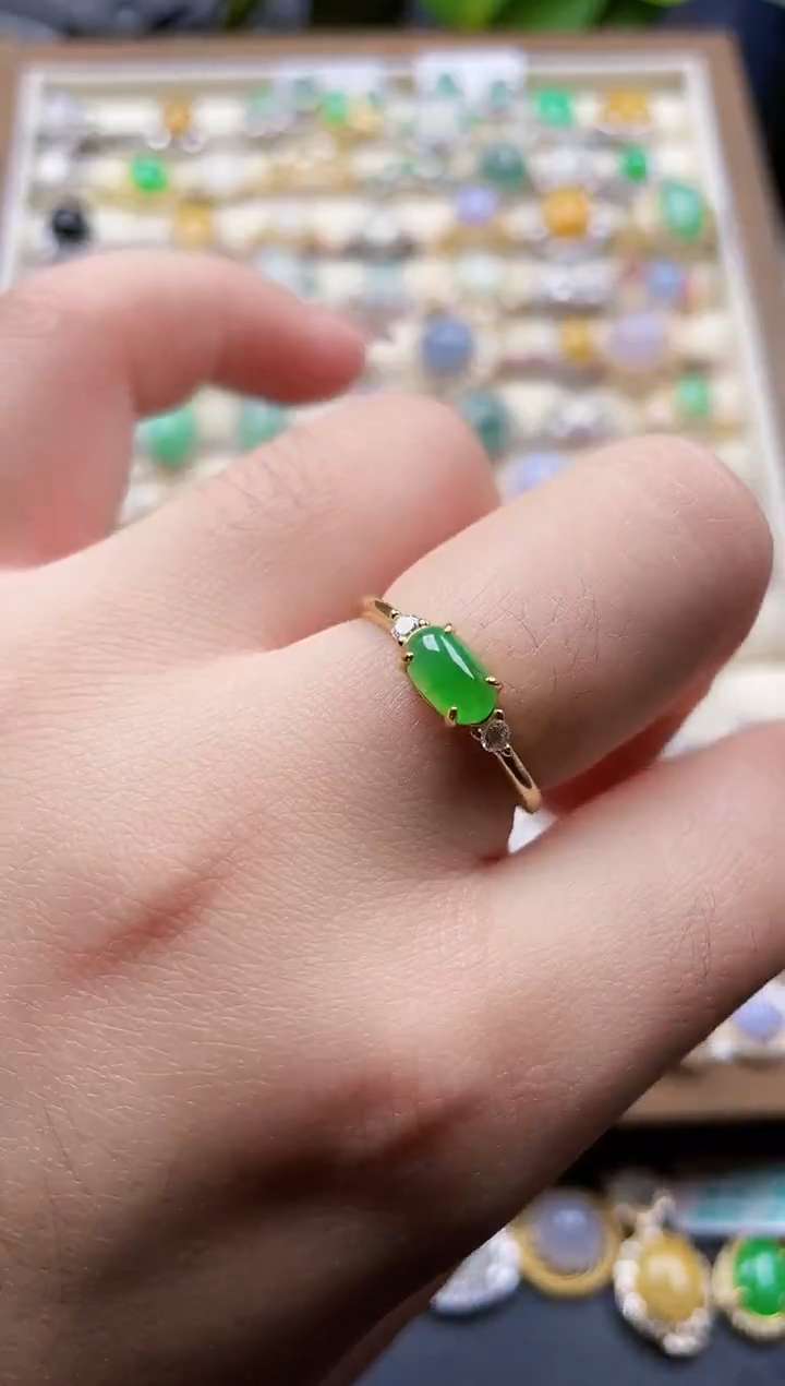 银S925镶嵌戒指翡翠14