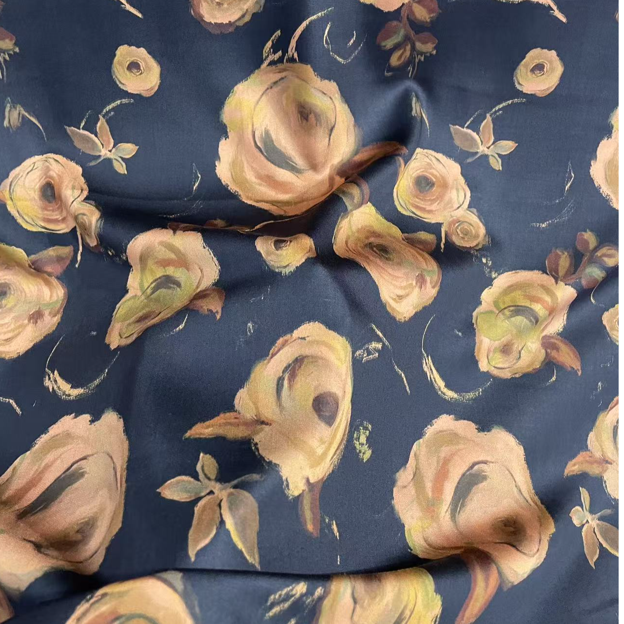 【小石】65支染底贡缎云锦段布料黑底昙花(不支持7天无理由退换）