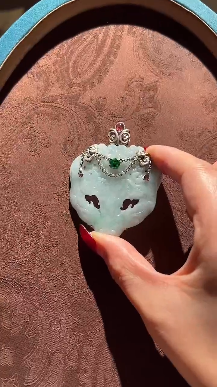 【闪购商品】翡翠吊坠(不含链)银S925镶嵌红翡绿翠 02号