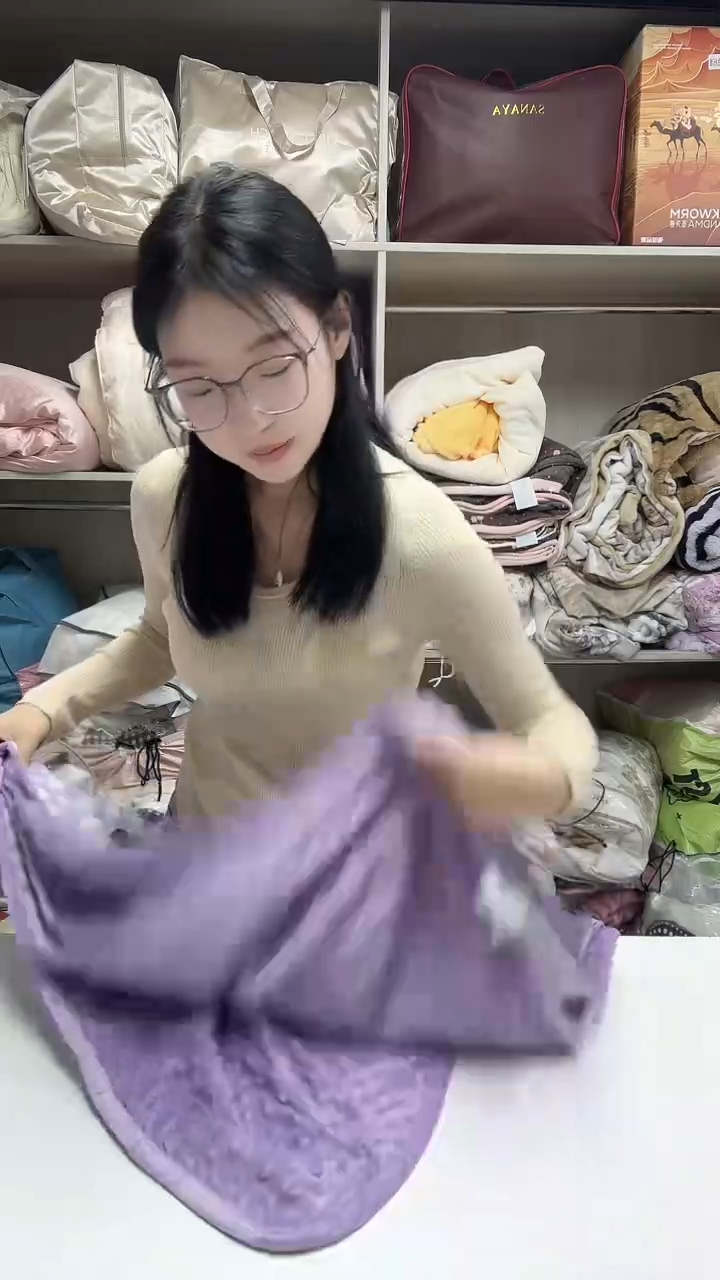 棉150*200cm豆豆绒被套紫色