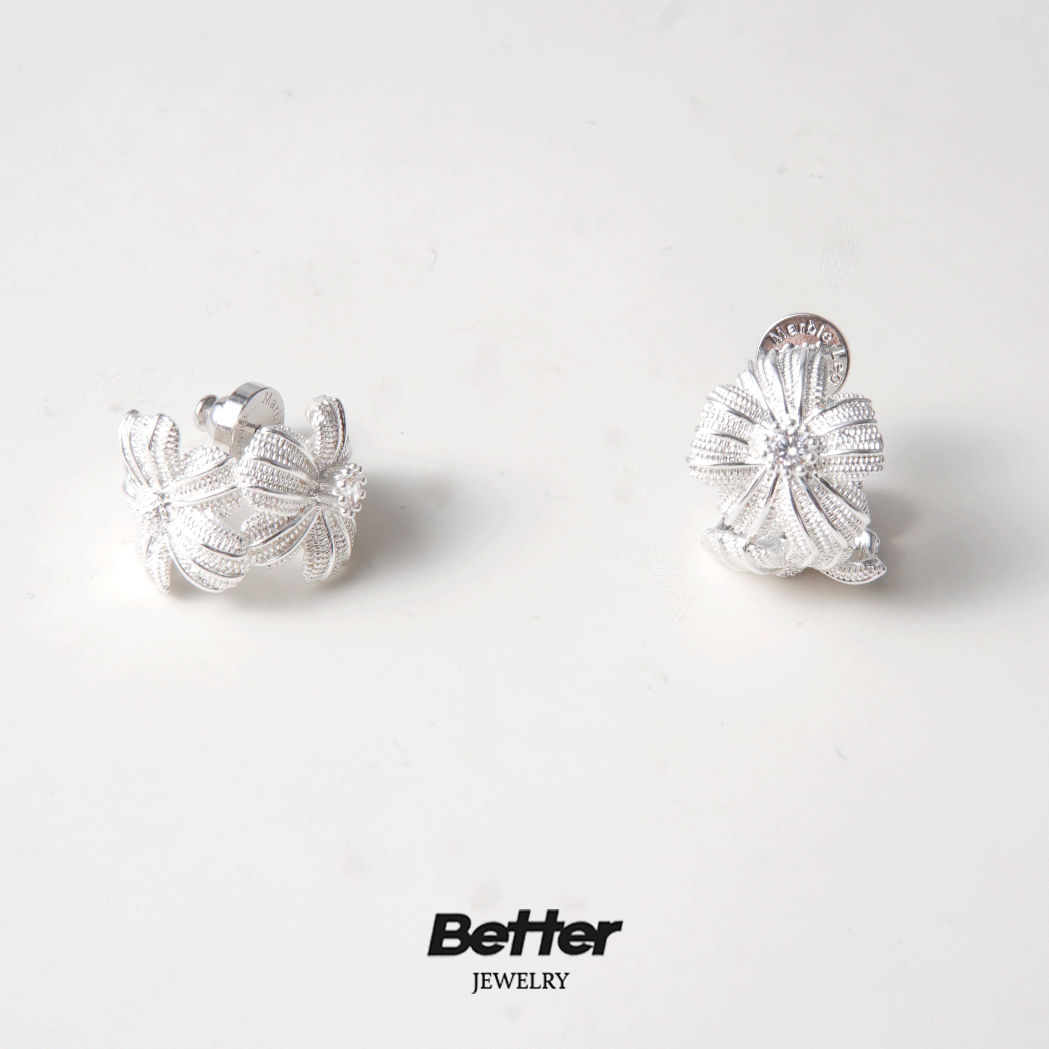 铜合金合成锆石耳饰 D303marble leo素银拉丝雏菊耳钉