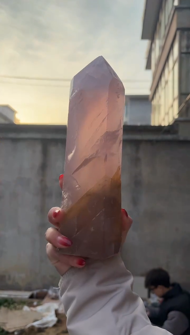 【闪购商品】水晶摆件未镶嵌粉水晶柱子 331