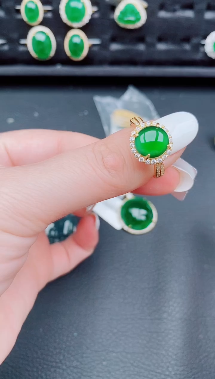【闪购商品】翡翠戒指银S925镶嵌天然a货翡翠675