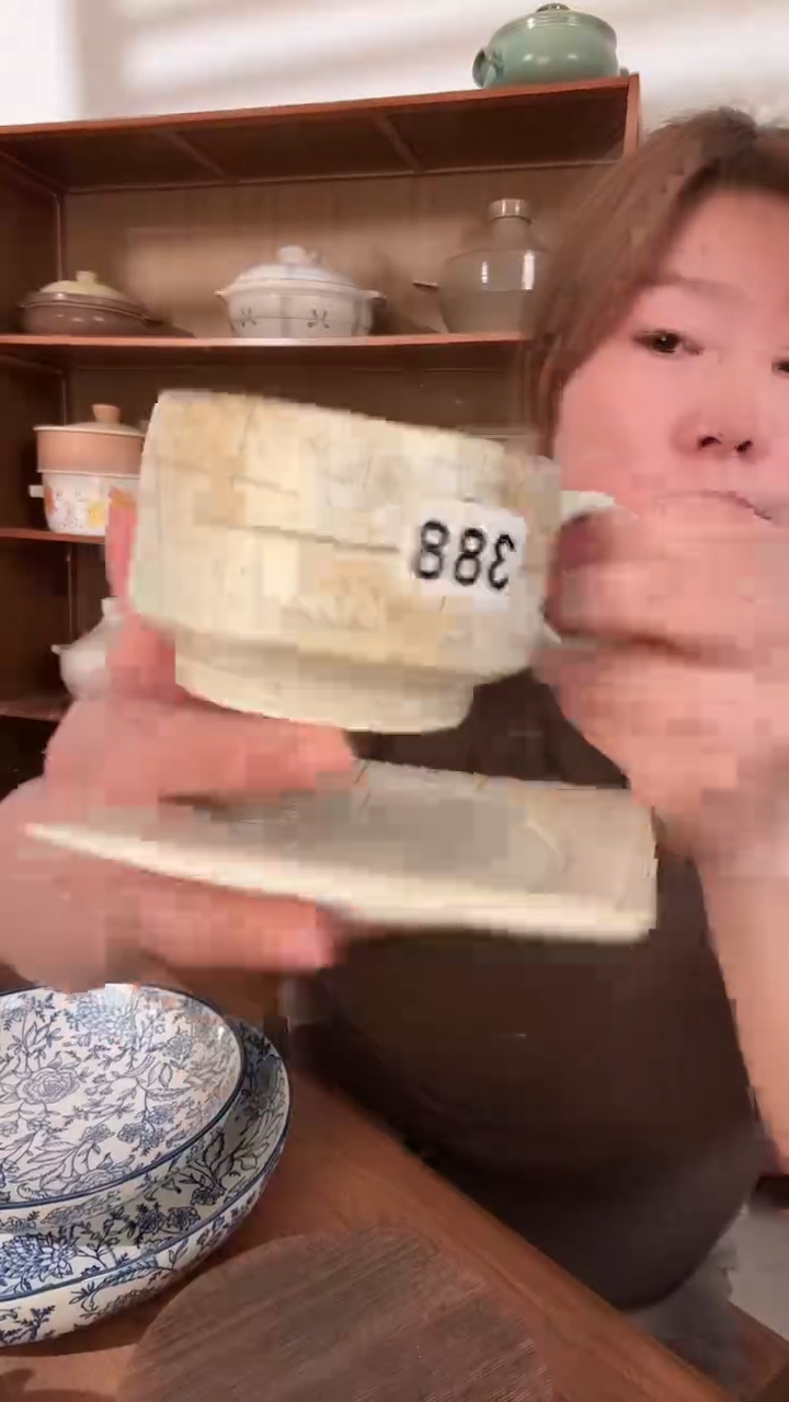 陶黑陶泥格纹咖啡杯